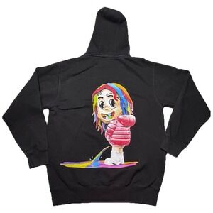 6ix9ine Tekashi 69 Hoodie Black Graphic Rap Merch Streetwear Sz M Hip Hop Dummy